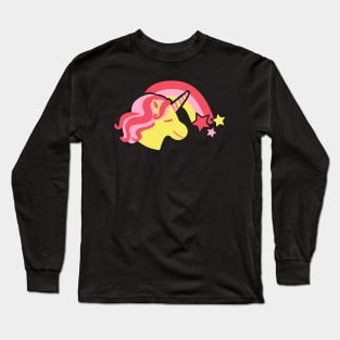 Cute Unicorn with Rainbow (pink/yellow) Long Sleeve T-Shirt